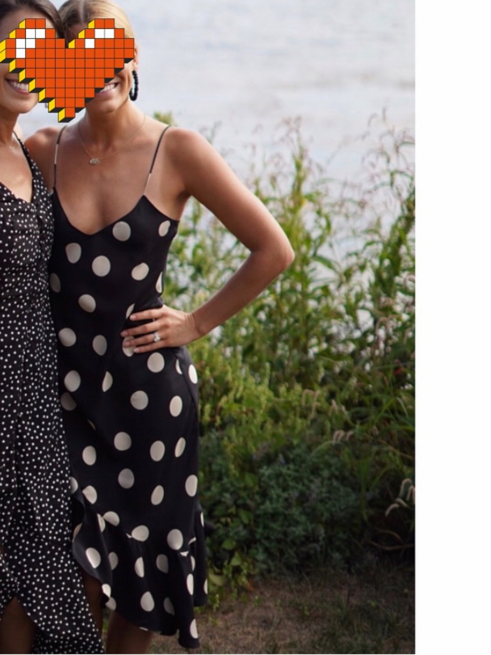 EMERSON THORPE / 100% Silk Polka Dot Midi Dress / XS